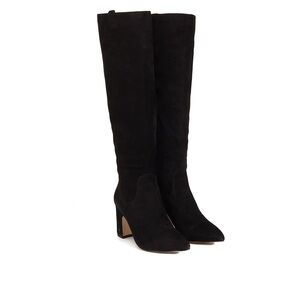 Sam Edelman Hai Black Suede Knee High Heeled Boots size 9M comes in box